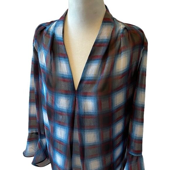 JOEFRESH Plaid Loose 3/4Length Sleeve Top S - Picture 3 of 7